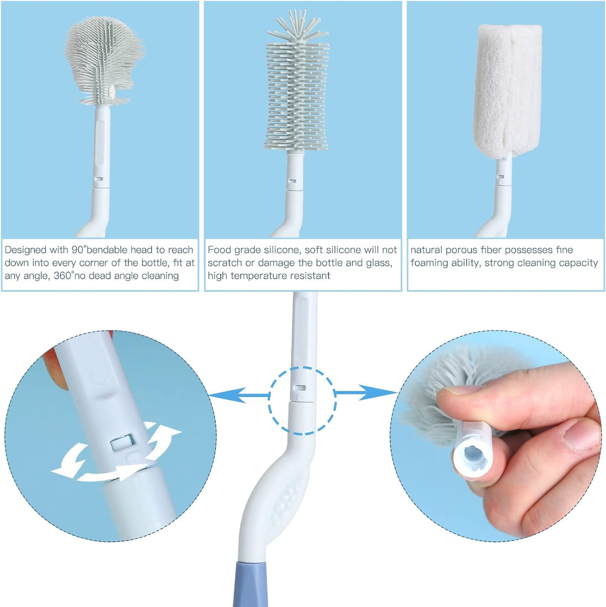 NEW Voowo Baby Bottle Brush & Drying Rack Travel Case