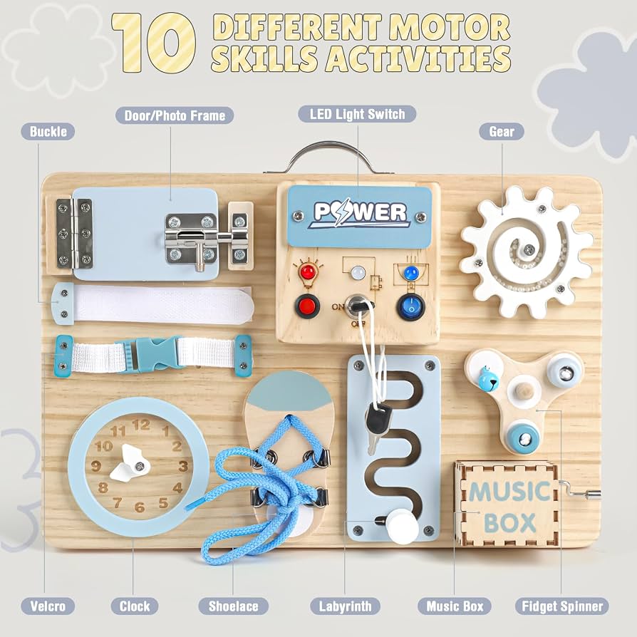 Joyreal 10-in-1 Montessori Wooden Busy Board