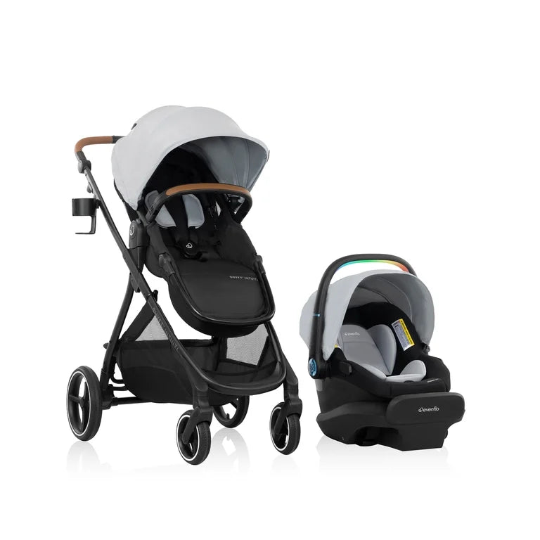 NEW Evenflo Shyft Intuiti Travel System w/ LiteMax NXT SensorySoothe Car Seat in Storm Grey