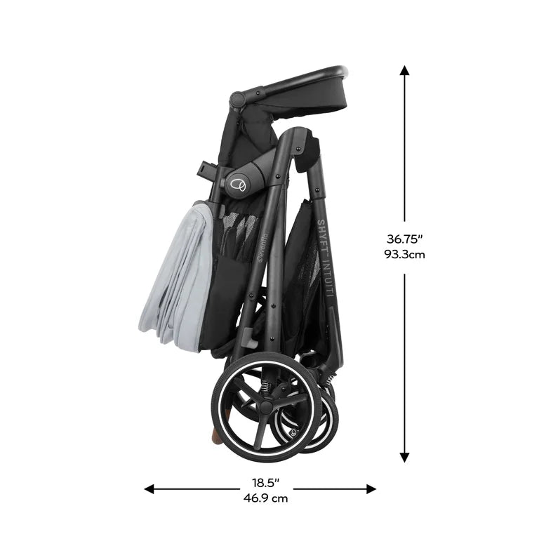 NEW Evenflo Shyft Intuiti Travel System w/ LiteMax NXT SensorySoothe Car Seat in Storm Grey