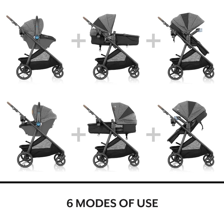 NEW Evenflo Shyft Intuiti Travel System w/ LiteMax NXT SensorySoothe Car Seat in Storm Grey