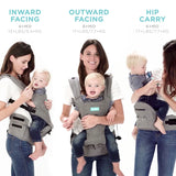 Moby 2-in-1 Baby Carrier + Hip Seat, Grey 12-17lbs