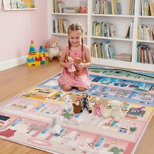NEW Rug & Play Rainbow Dollhouse Play Rug 4x6ft