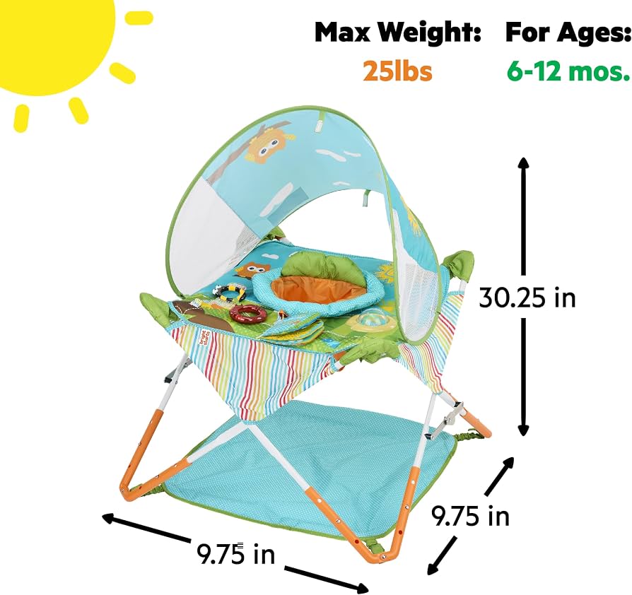 Bright Starts Pop 'N Jump Portable Baby Jumper in Owl Forest