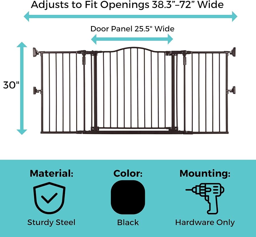 Toddleroo by North States Deluxe Décor Gate Black 38-72''
