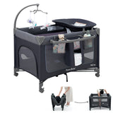 NEW Pamo Babe Just Right Playard with Bassinet & Changer - Grey