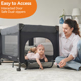 NEW Pamo Babe Just Right Playard with Bassinet & Changer - Grey