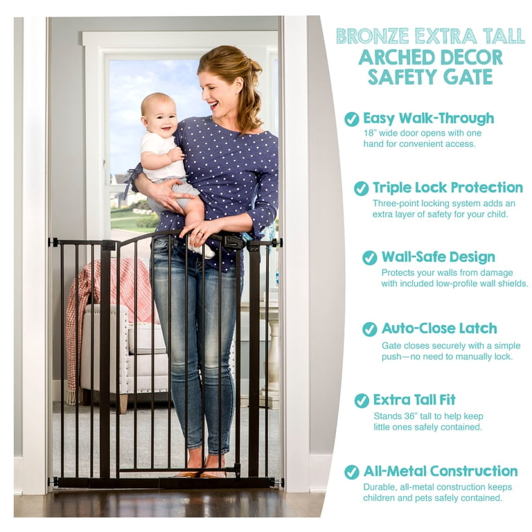 Regalo 36'' Extra Tall Arched Safety Gate Bronze 30-35" *