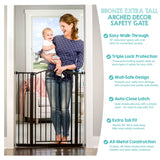 Regalo 36'' Extra Tall Arched Safety Gate Bronze 30-35" *