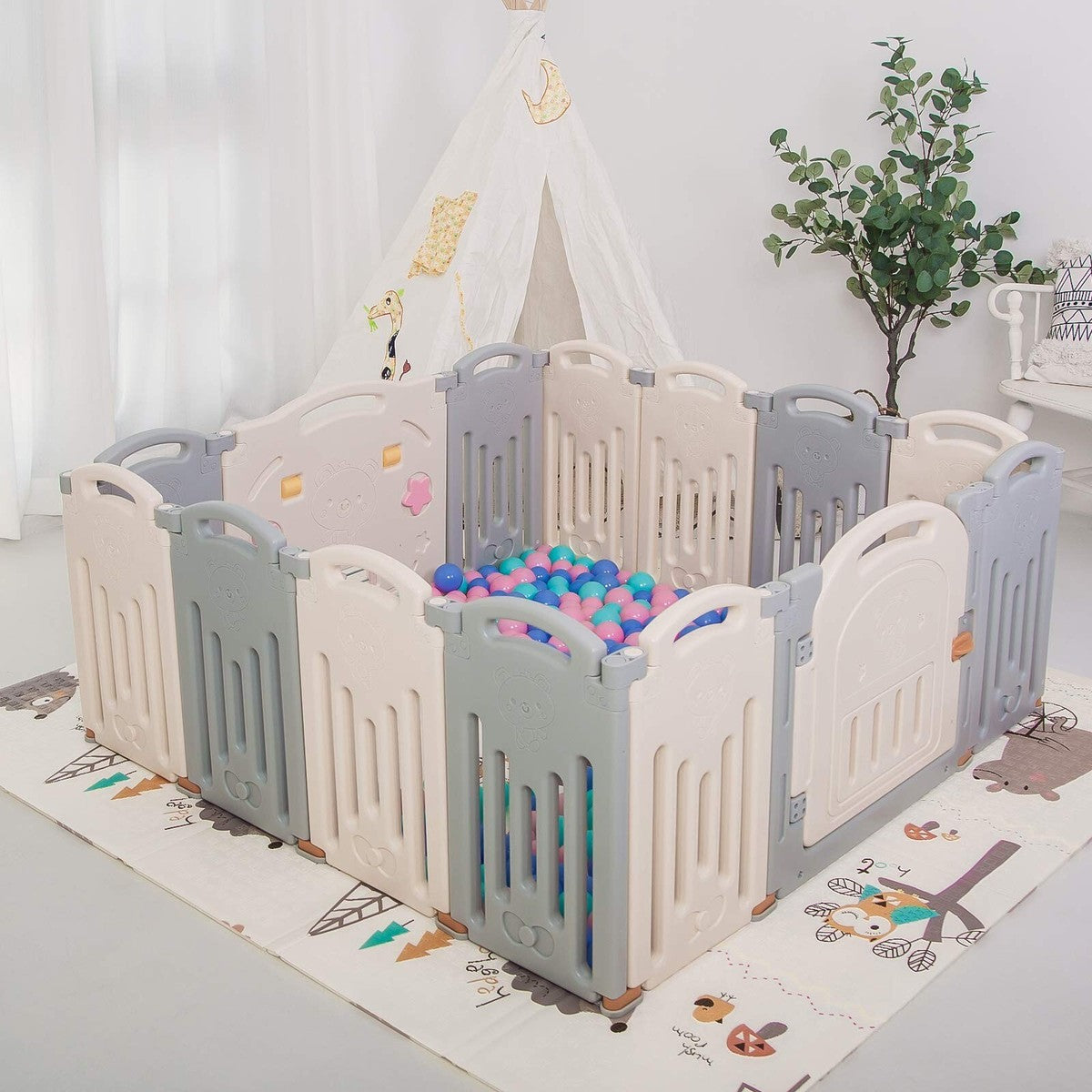 UANLAUO Foldable 14-Panel Playpen