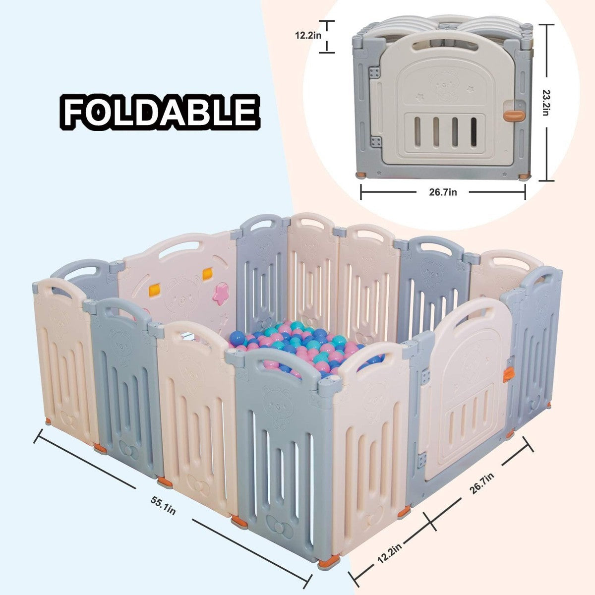 UANLAUO Foldable 14-Panel Playpen