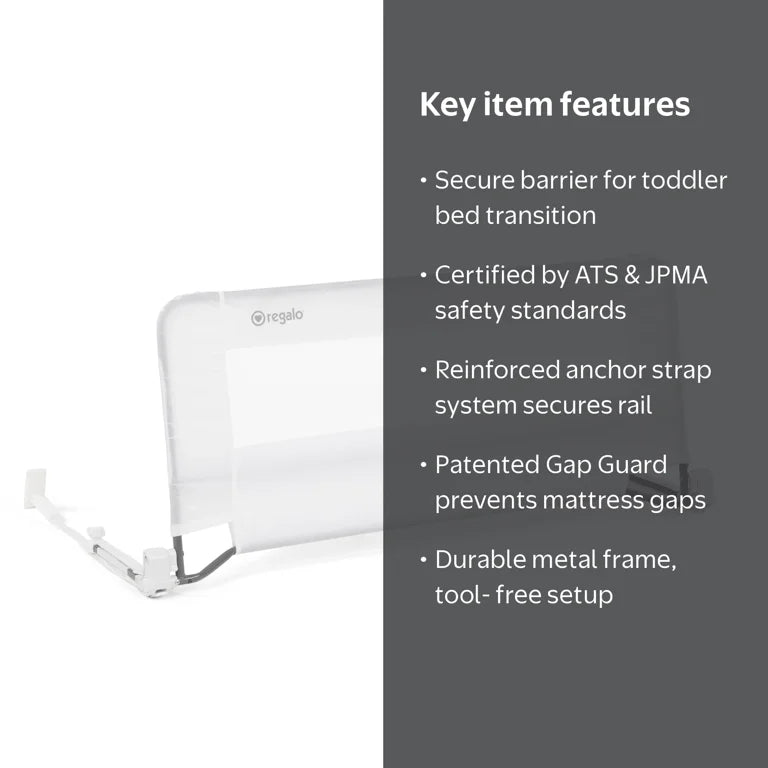 NEW Regalo Swing Down Bed Rail Guard, White