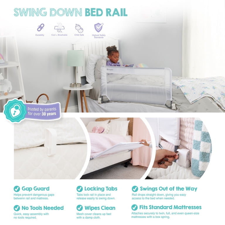 NEW Regalo Swing Down Bed Rail Guard, White