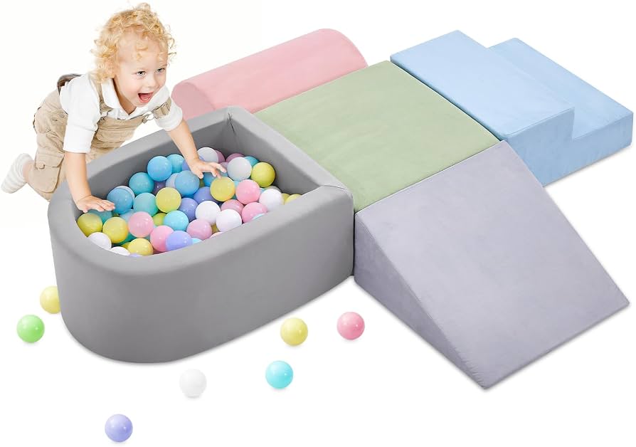 NEW KIZLAND 5pc Soft Foam Climbing Blocks with Ball Pit