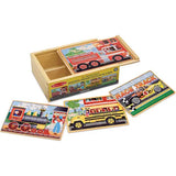 Melissa & Doug Vehicles 4-in-1 Wooden Jigsaw Puzzles in a Box