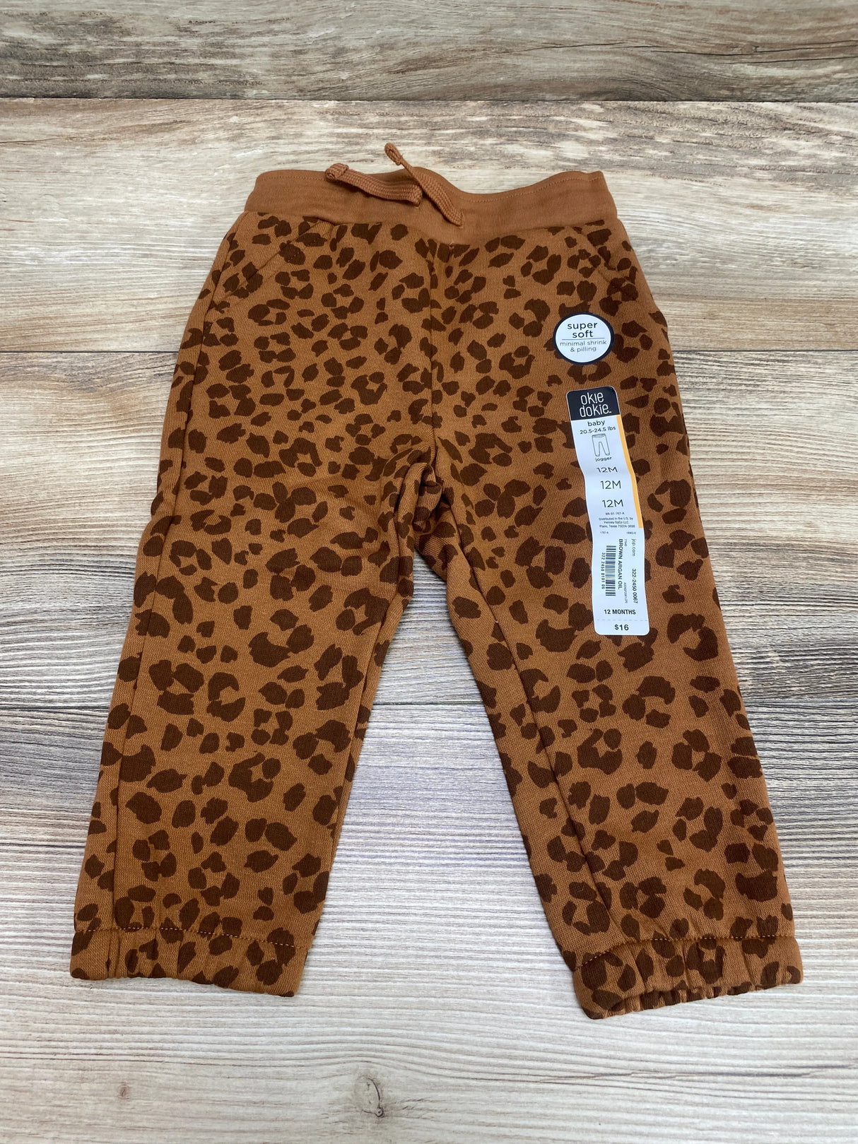 NEW Okie Dokie Brown Leopard Print Jogger Pant sz 12m