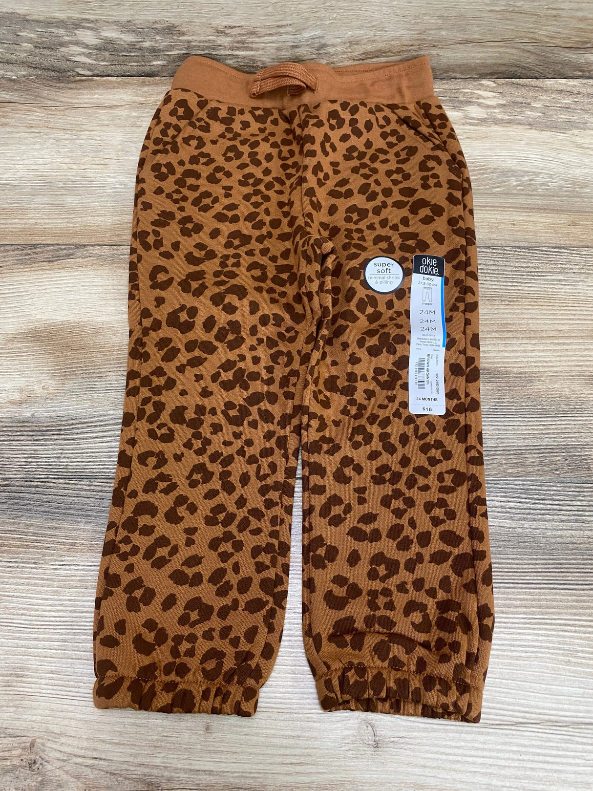 NEW Okie Dokie Brown Leopard Print Jogger Pant sz 24m