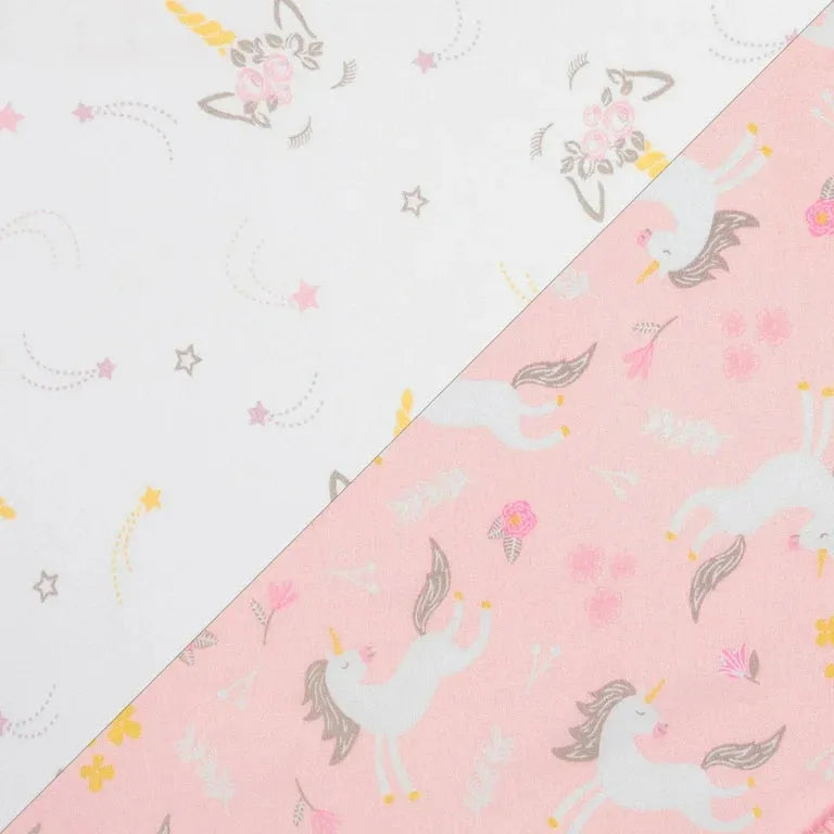 Trend Lab Mystical Unicorn 2Pk Microfiber Fitted Crib Sheet Set Pink/White