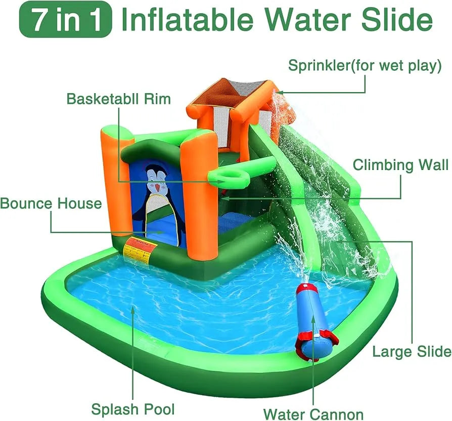 NEW BESTPARTY Inflatable Water Slide,Bounce House in Penguins