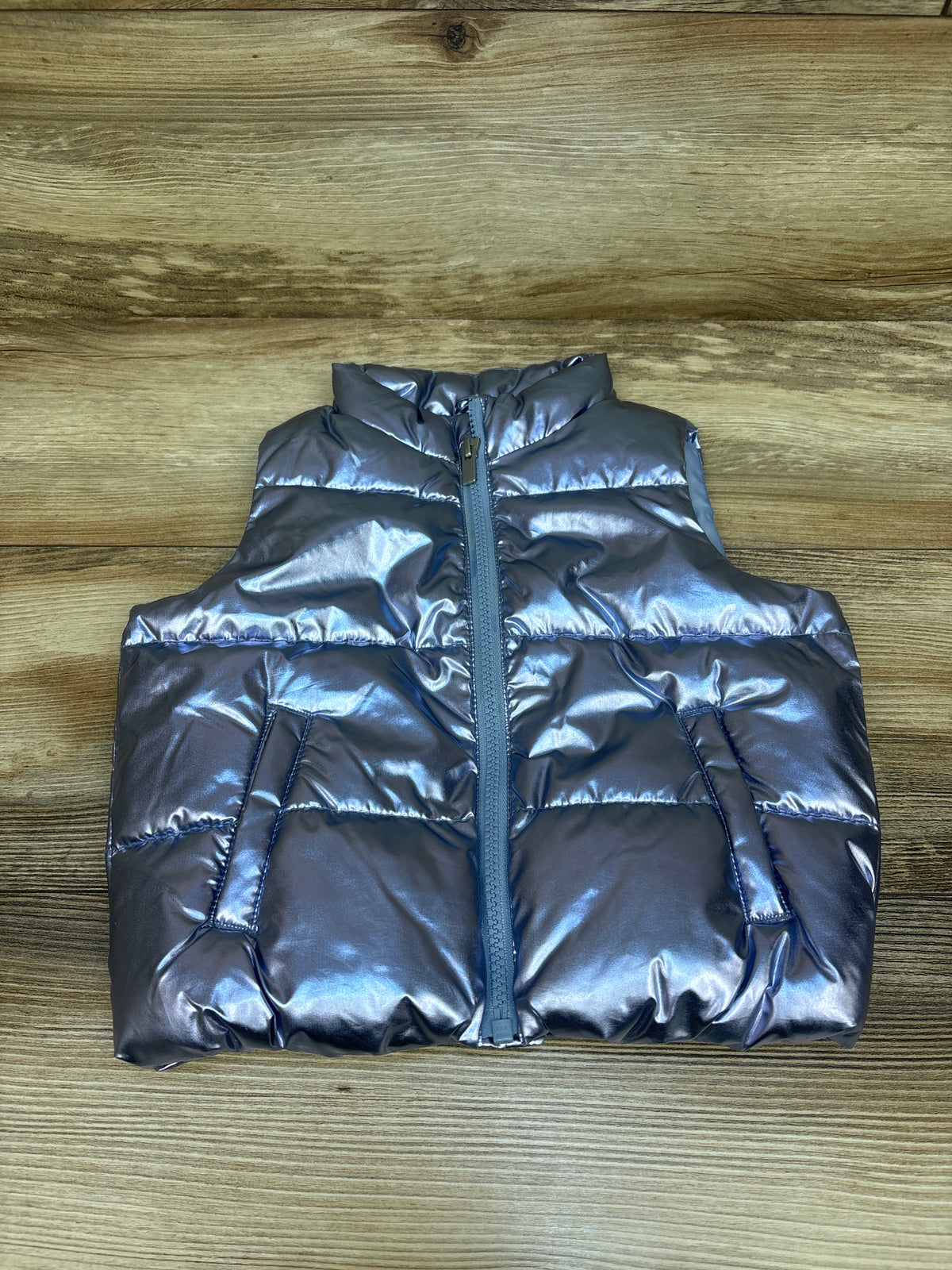 Old Navy Metallic Puffer Vest Blue sz 2T