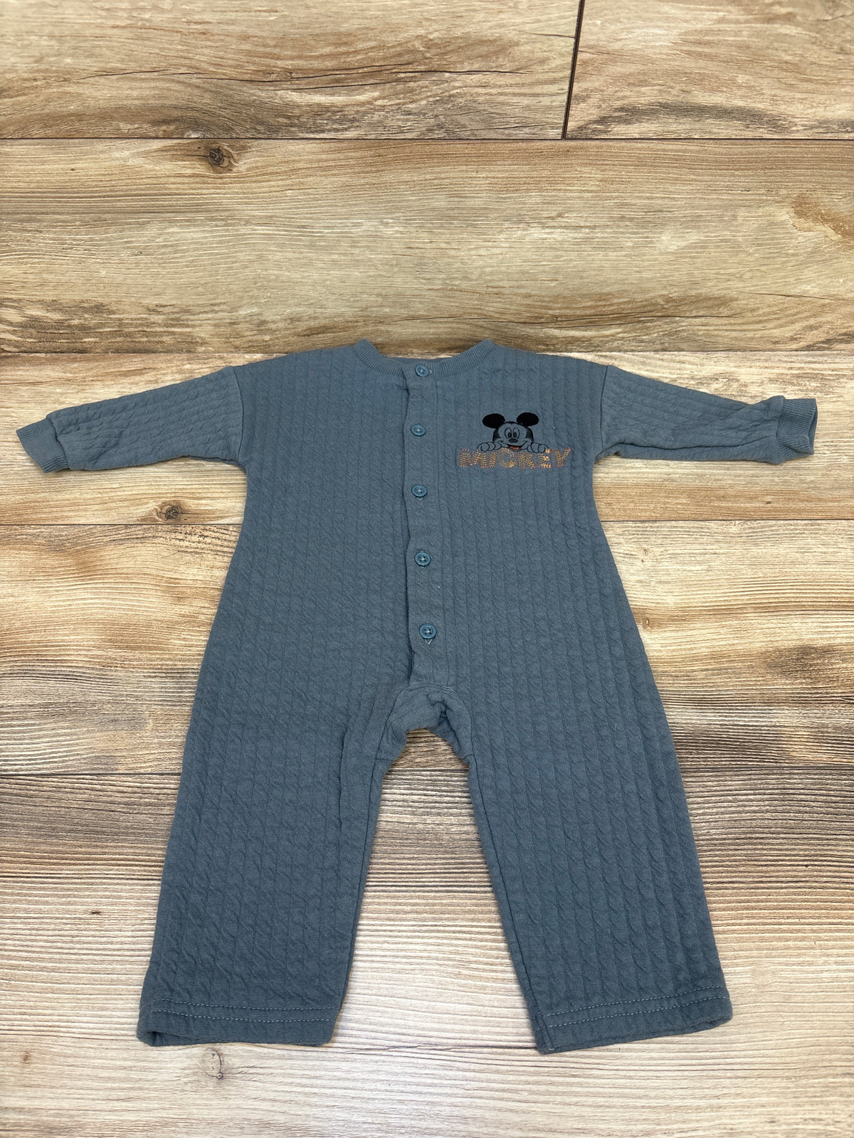 Disney Baby Mickey Mouse Button-Front Quilted Coverall Green sz 3/6m