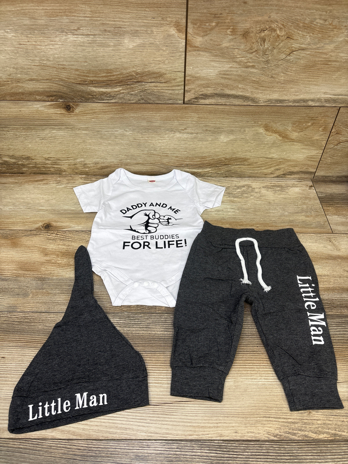 NWOT Aoswep 3pc Daddy & Me Best Buddies For Life Set White sz 3-6m