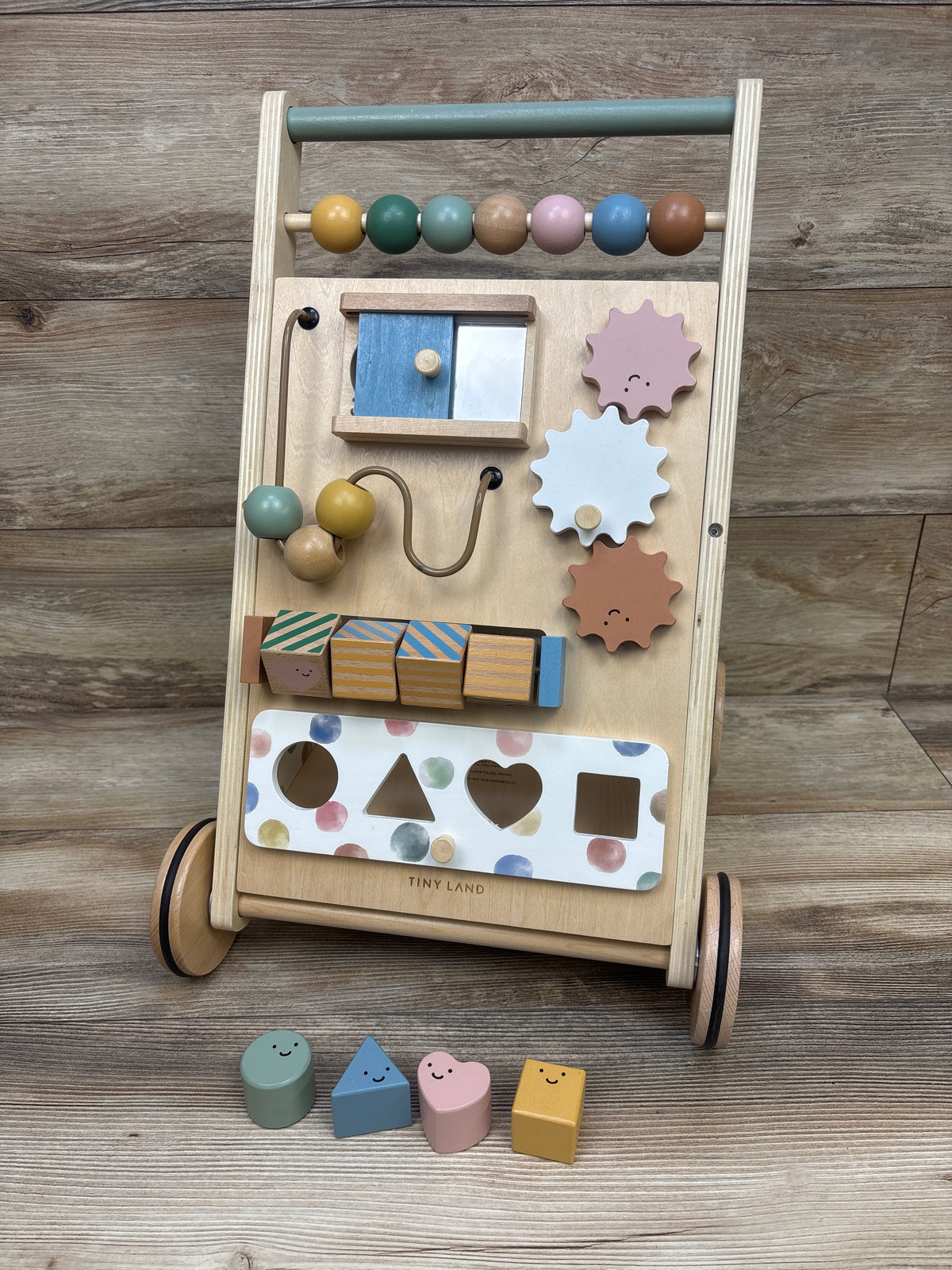 Tiny Land Versatile Natural Wooden Baby Walker