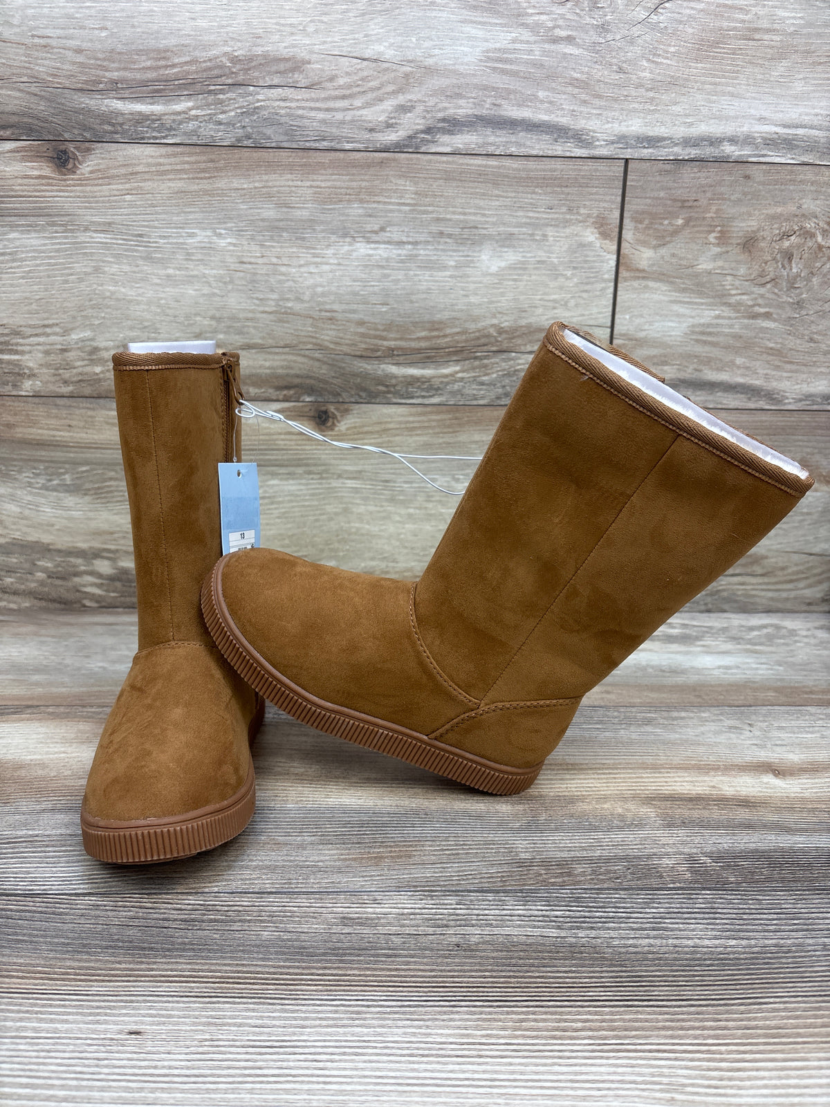 NEW Cat & Jack Natalia Tall Shearling Style Boots Cognac sz 13c