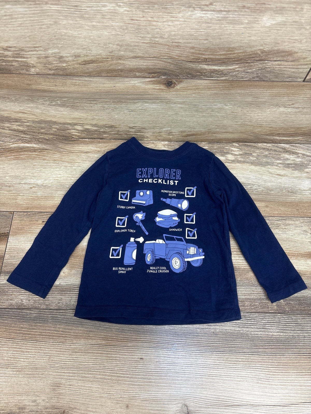 Carter's Explorer Checklist Long Sleeve Shirt Navy sz 2T