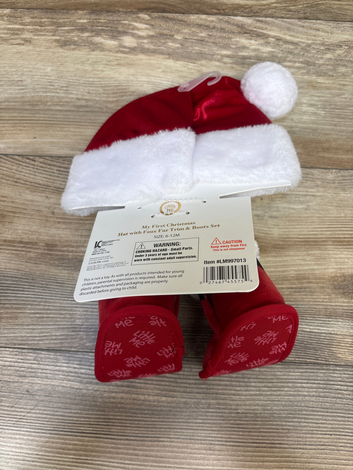 NEW Little Me 2pc Santa Hat & Booties Set Red sz 6-12m