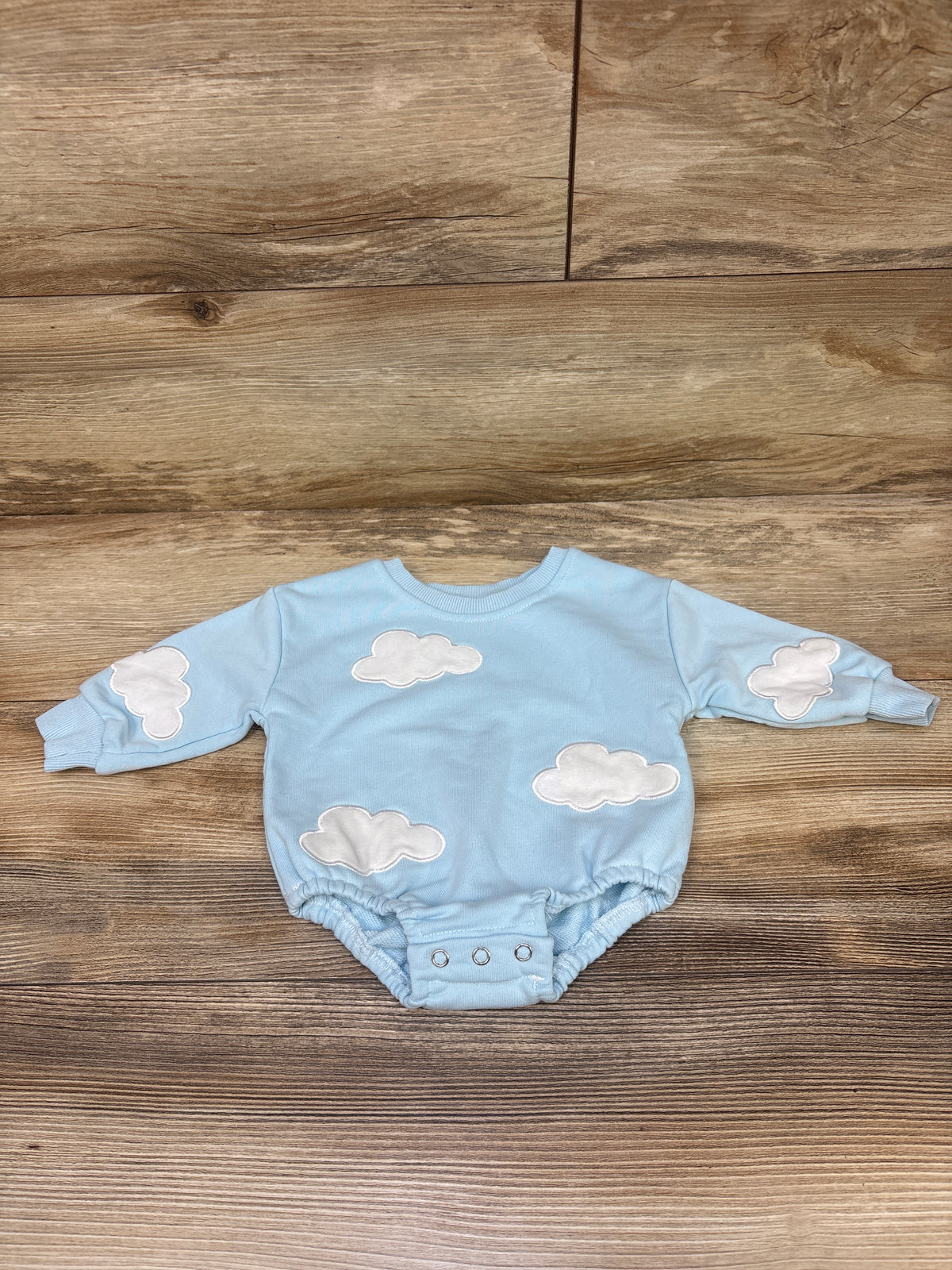 Cloud Print Sweatshirt Bubble Romper Blue sz 3-6m