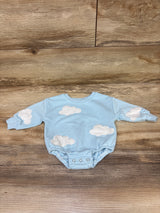 Cloud Print Sweatshirt Bubble Romper Blue sz 3-6m