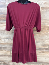 Ekouaer Maternity V-Neck Tunic Maroon sz Medium