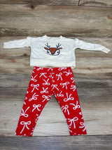 NEW Cat & Jack 2pc Reindeer Sweatshirt & Pants Set Beige sz 0-3m