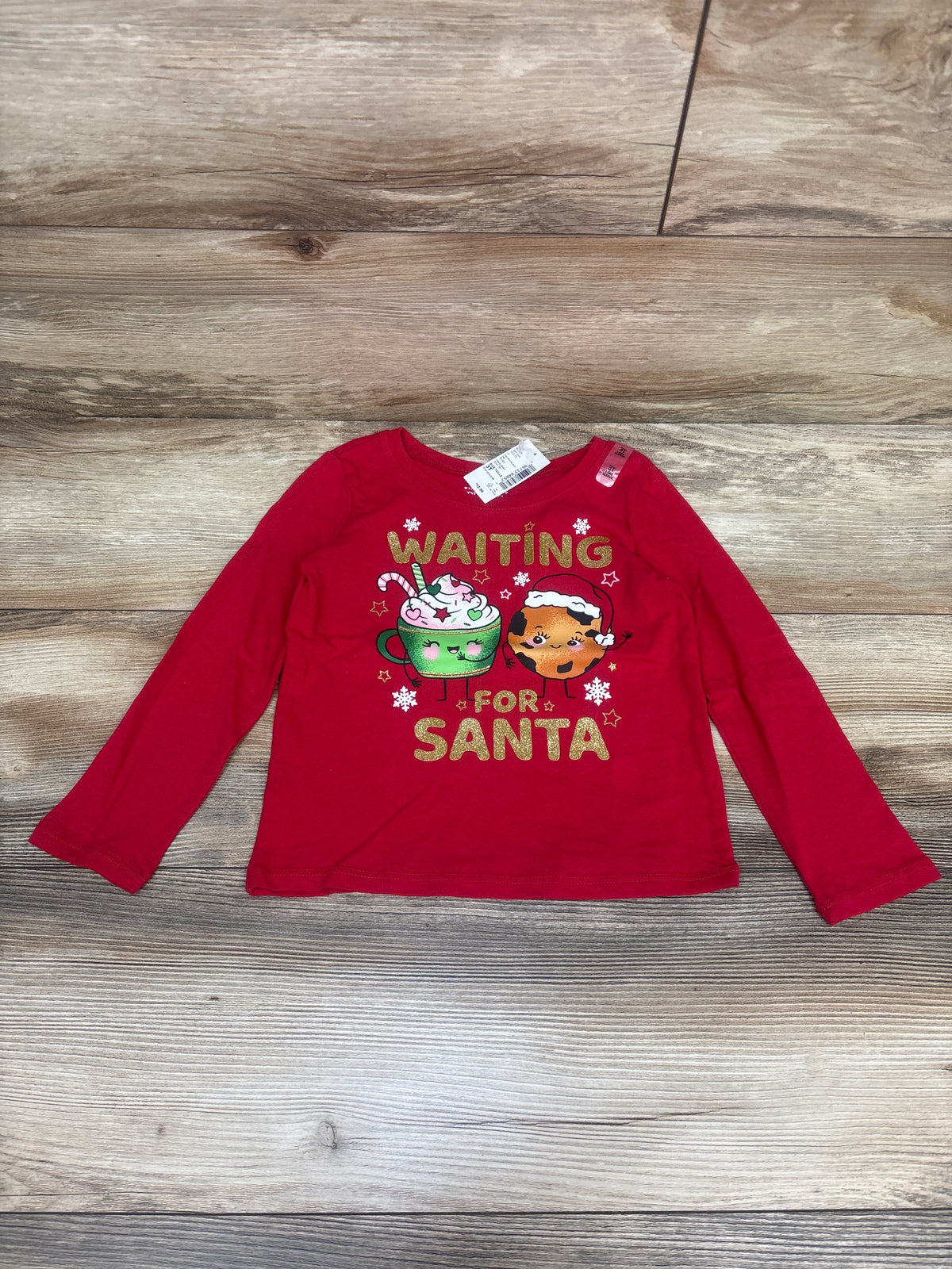NEW Children's Place Waiting For Santa Shirt Red sz 3T