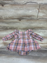 ZEHJUHAN Plaid Long Sleeve Flannel Bodysuit Dress Pink sz 6-12m
