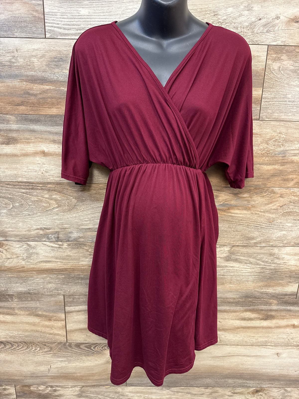 Ekouaer Maternity V-Neck Tunic Maroon sz Medium