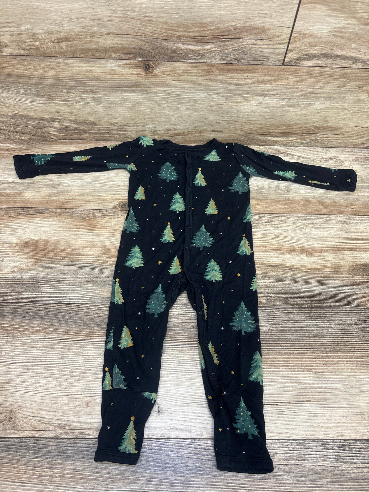 Kyte Baby Bamboo Footless Christmas Tree Snap Sleeper in Black sz 18-24m