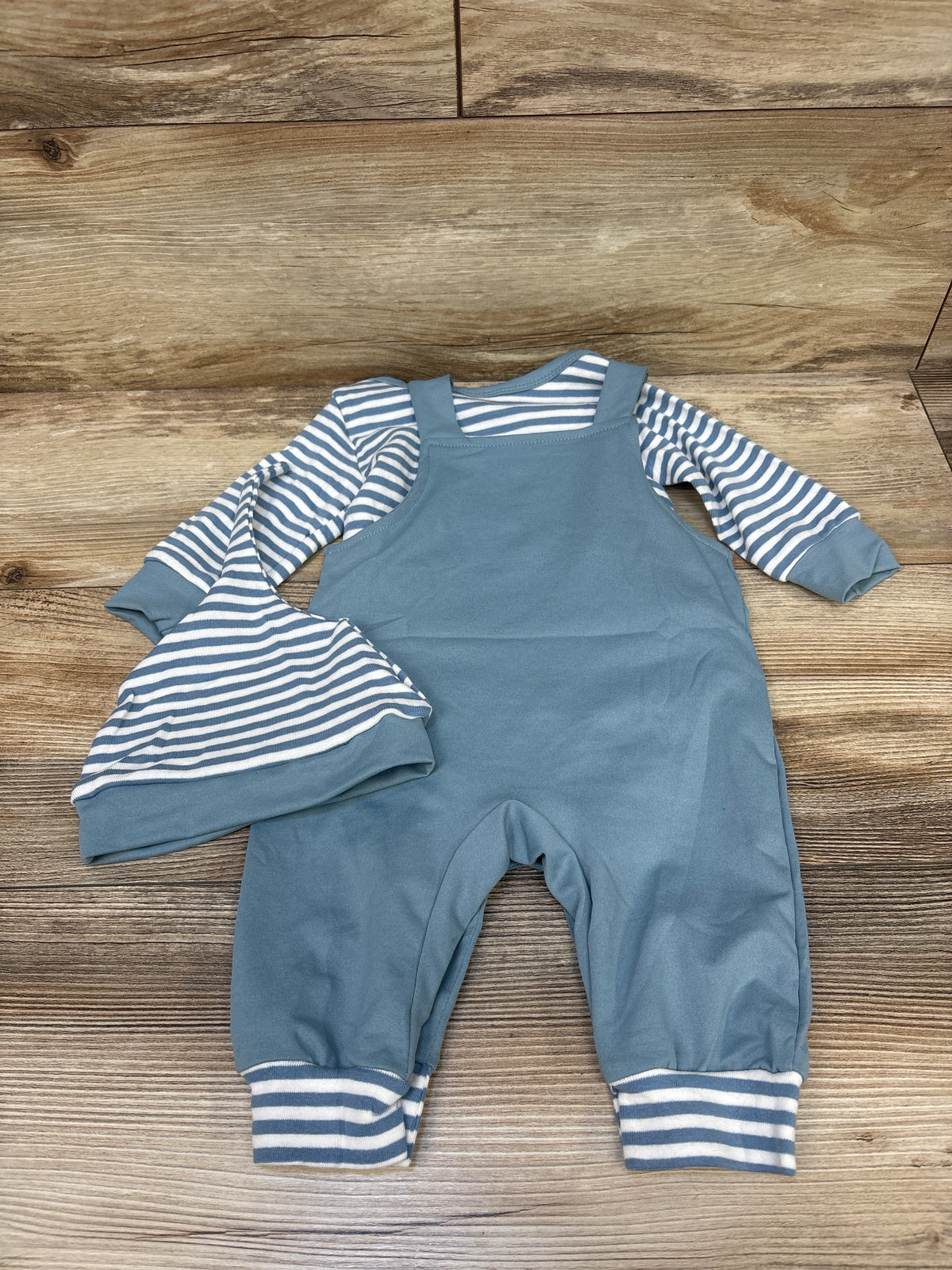 NWOT Hnyenmcko 3pc Dad's Little Dude Overall Set Blue sz 0-3m
