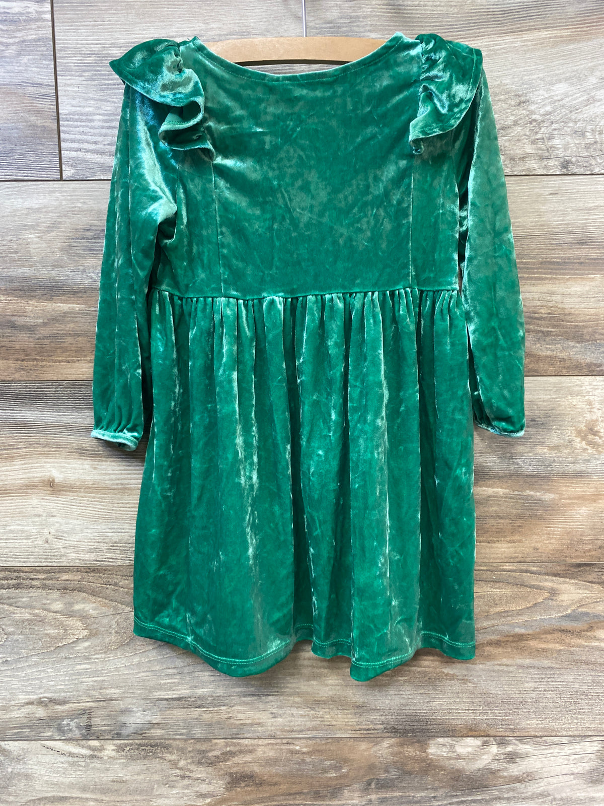 H&M Long Sleeve Crushed Velvet Dress Green sz 3/4T