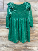 H&M Long Sleeve Crushed Velvet Dress Green sz 3/4T