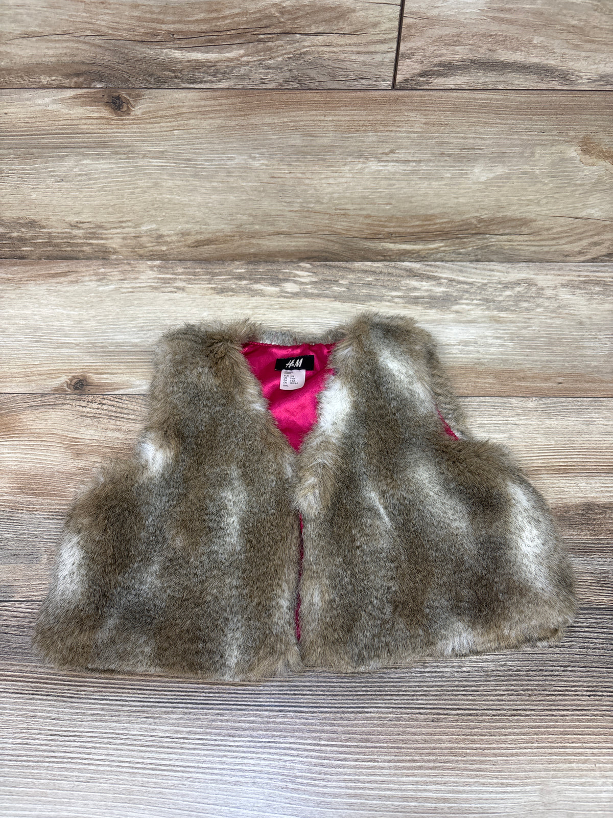 H&M Satin-Lined Faux Fur Vest Brown sz 5/6T