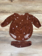 Carter's 2pc Long Sleeve Corduroy Bubble Romper & Headband Set Brown sz 12m