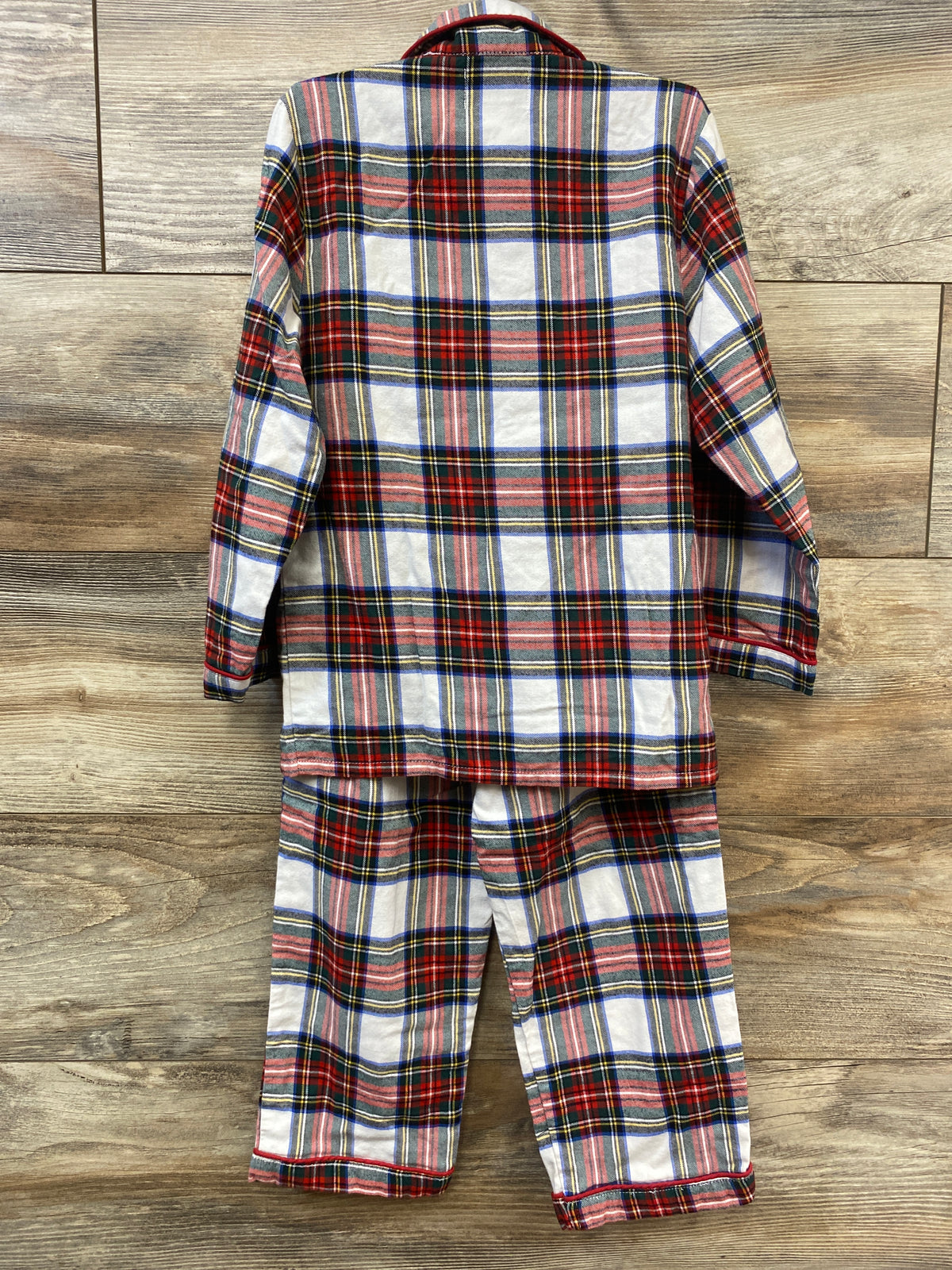 Petite Plume 2pc Plaid Flannel Pajama Set White sz 5T