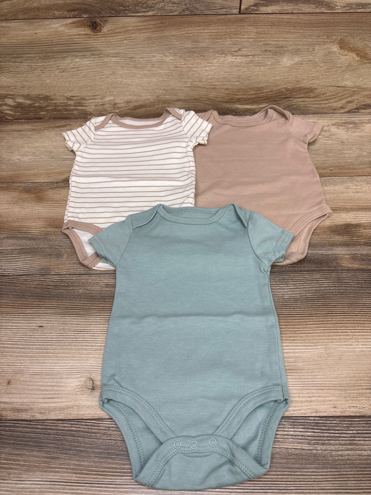 Baby Gear 3pk Bodysuit Set Tan sz 6-9m