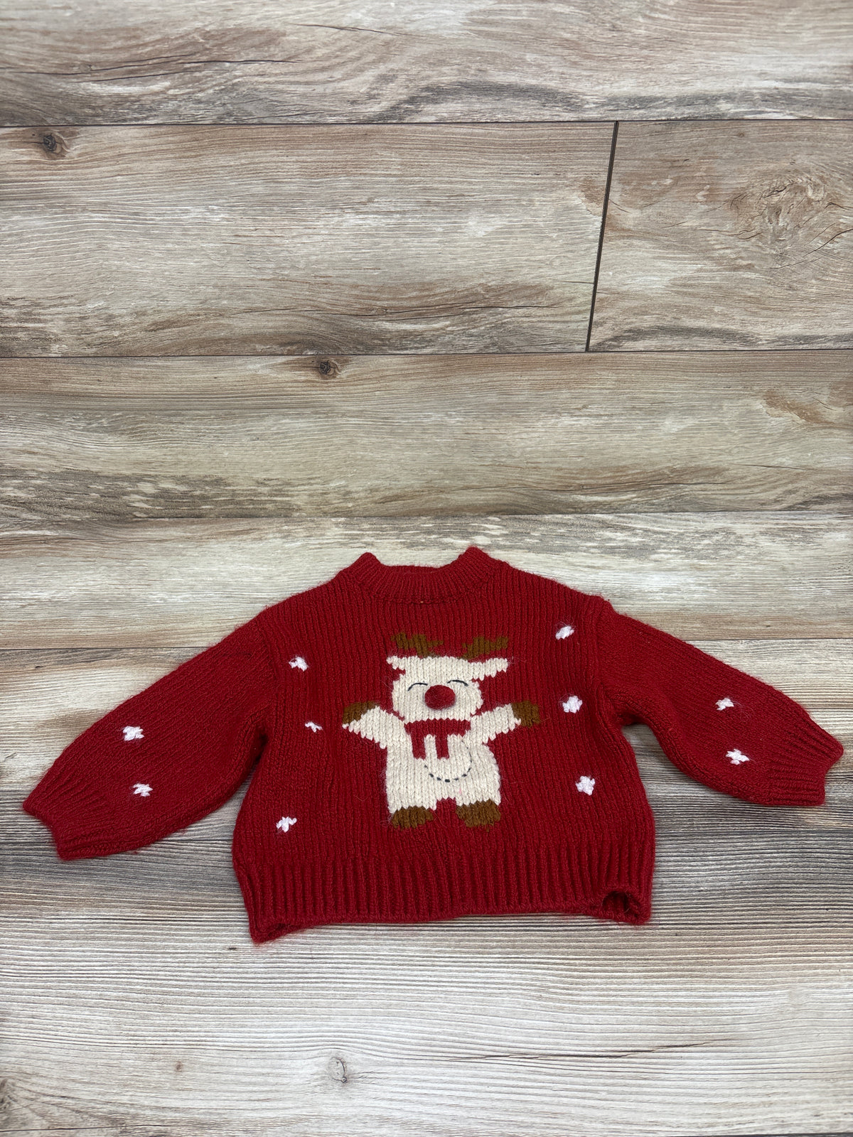 Zara Knit Christmas Sweater Red sz 9-12m