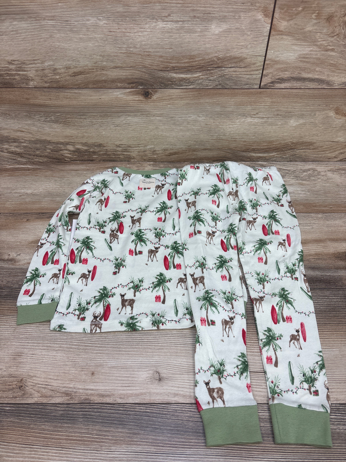 NEW Burt's Bees Kids 2pc Island Holidays Pajama Set Green sz 4T