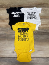 Gerber 3pk Bodysuits Yellow sz 0-3m