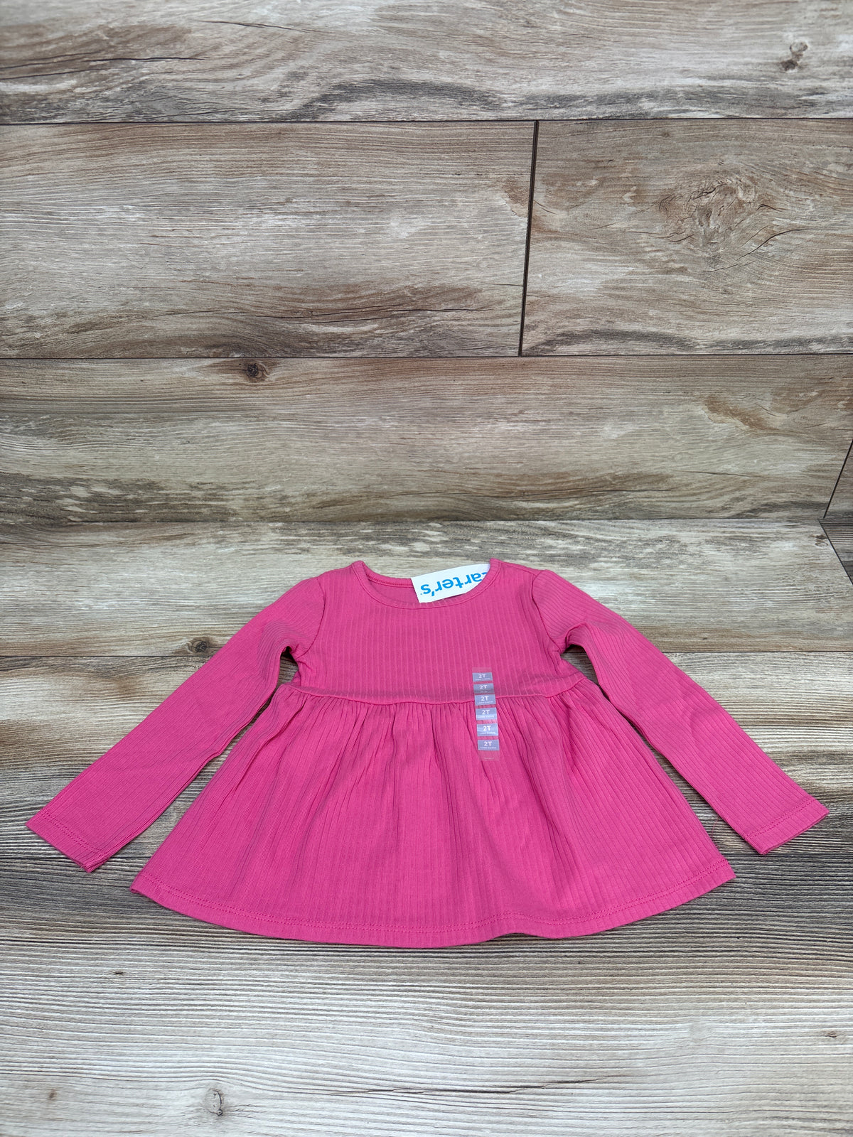 NEW Carter's Ribbed Long Sleeve Peplum Top Pink sz 2T
