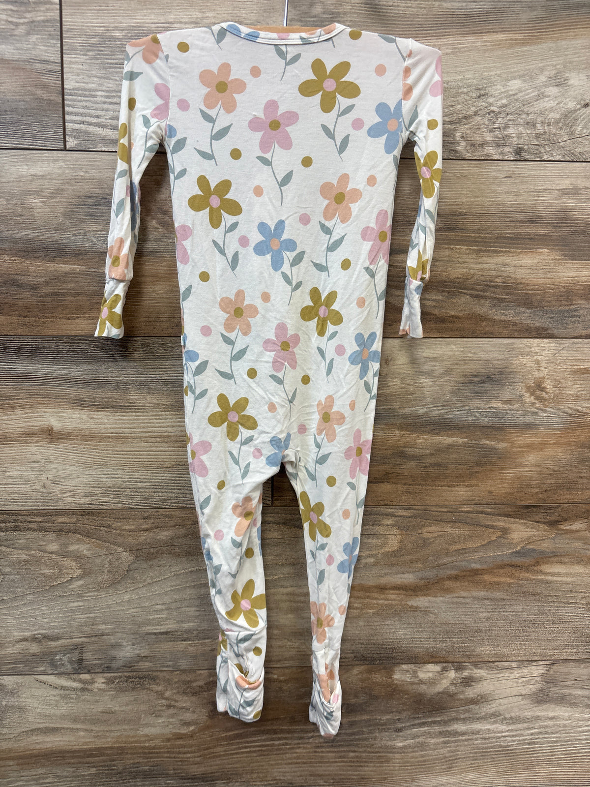 Posh P. Bamboo Floral Convertible Footie Sleeper White sz 12-18m